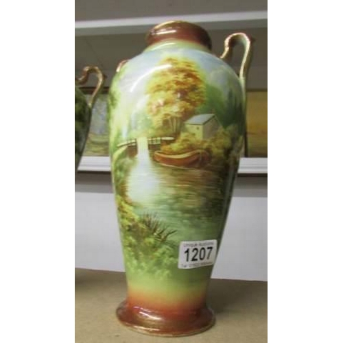 1207 - A pair of 19th century hand painted vases signed A Dale.