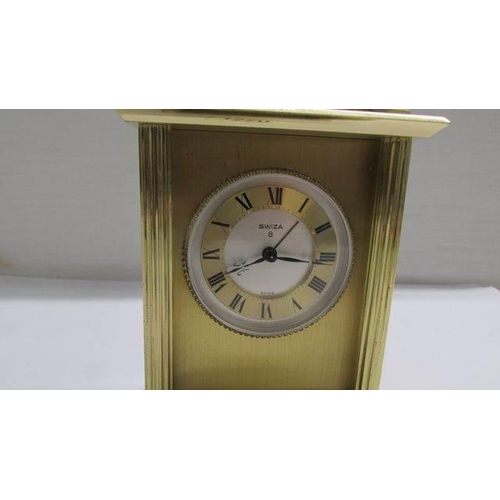 1220 - A heavy brass Swiss Swiza 8 mantel clock.