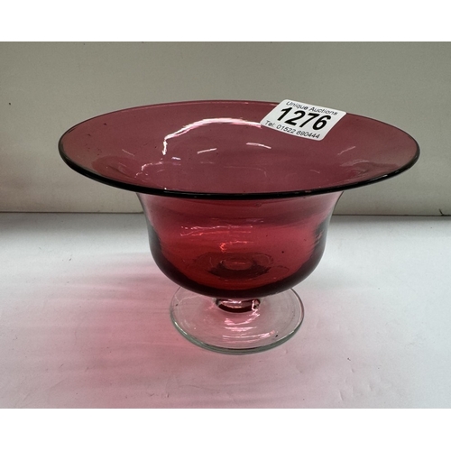 1276 - 3 pieces of cranberry glass