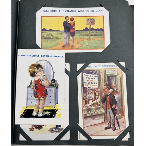 1277 - A book of postcards featuring humorous seaside postcards and vintage birthday cards etc