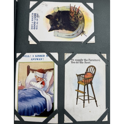 1277 - A book of postcards featuring humorous seaside postcards and vintage birthday cards etc