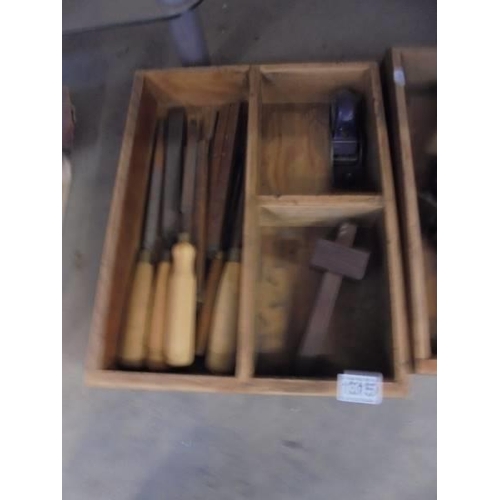 1315 - Two trays of vintage tools inluding files, saws etc.,