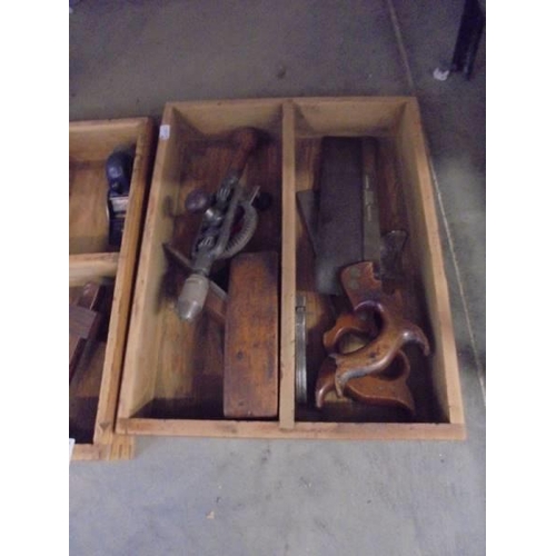 1315 - Two trays of vintage tools inluding files, saws etc.,