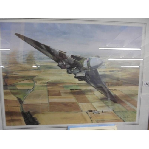 1342 - A framed and glazed limited edition print entitled ' Up and Away' Auro Vulcan, 22/558.