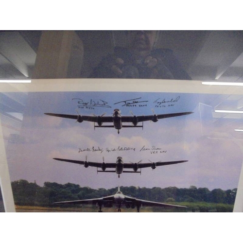 1343 - A framed and glazed signed limited edition print entitled 'The Three Sisters', Lancaster Vulcan, 003... 