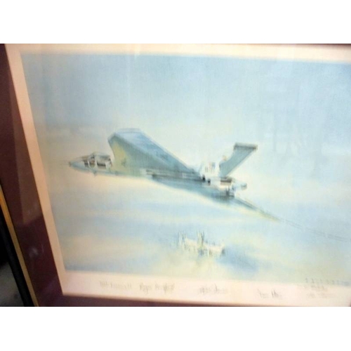 1344 - A framed and glazed signed print of Fifty Squadron Vulvan Tanker by Erich Day 1984.