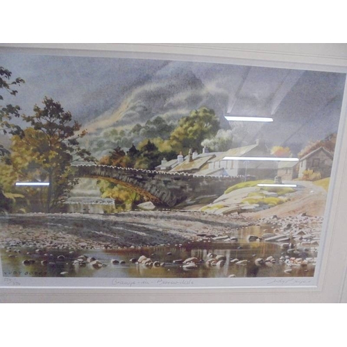 1351 - A framed and glazed print by Judy Boyes 'Grange in Barrowdale' No. 554/850 with C.O.A.