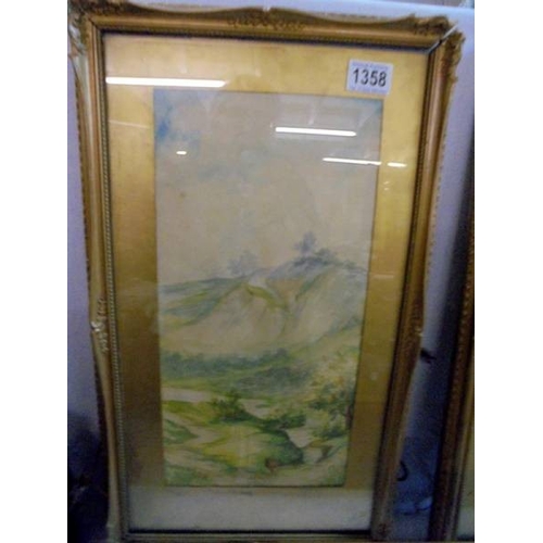 1358 - A pair of framed and glazed rural painting by Kenneth Rush when aged 14/15 years old.