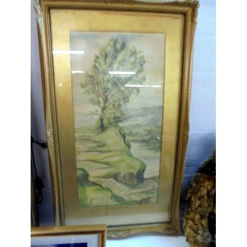 1358 - A pair of framed and glazed rural painting by Kenneth Rush when aged 14/15 years old.