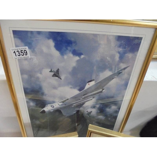 1359 - A limited edition print 77/120 'Power & Beauty Avro Vulcan' and two others by Aviation Art Studio Li... 