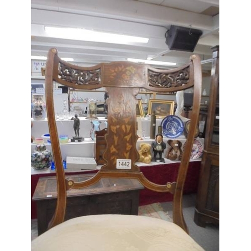 1442 - A good Edwardian inlaid bedroom chair.