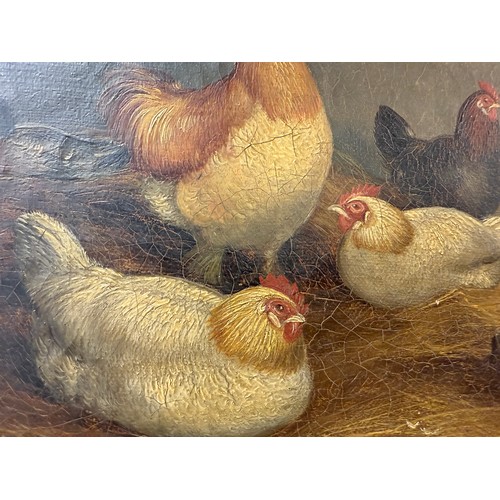 1407 - A pair of gilt framed oil on canvas paintings of poultry signed W Hanson.