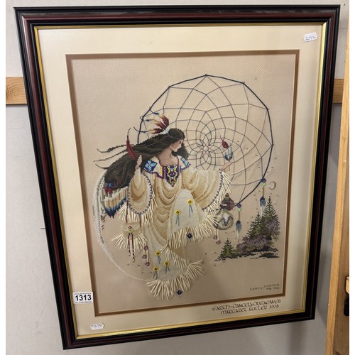 1313 - A framed and glazed 'Earth Dancer Dream Web' tapestry by Margaret Butler 1998.