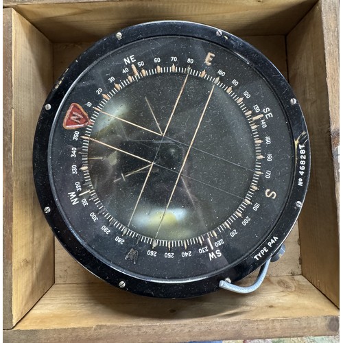 1318 - A Lancaster Bomber compass in box circa 1930's/40's with service stamp 1930, 1941 & 1944