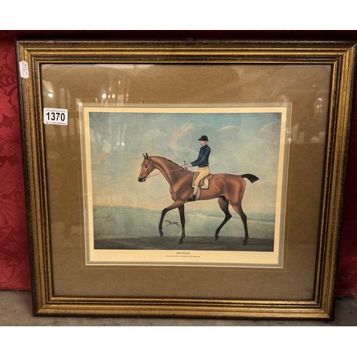 1370 - A framed and glazed print of a racehorse entitled 'Second' by James Seymour.