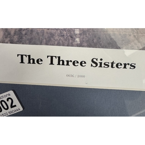 1002 - A framed and glazed signed limited edition print entitled 'The Three Sisters', Lancaster Vulcan, 003... 