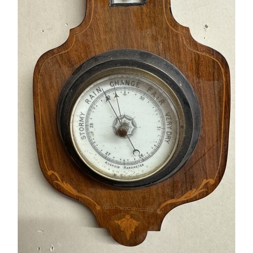 1027 - An Edwardian inlaid aneroid barometer