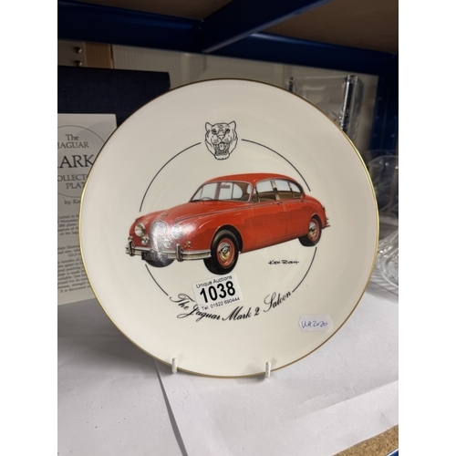 1038 - 2 Royal Worcester Jaguar Mark 2 Saloon plates by Ken Rush (1 boxed)