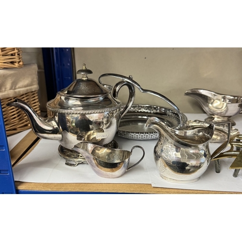 1051 - A quantity of silver plate items including tea set