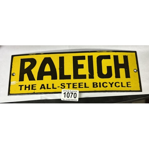 1070 - A reproduction Raleigh The All Steel Bicycle enamel sign 30.5 x 10cm