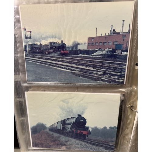 1072 - Steam Railways - Black binder containing 20+ strips of 35mm black and white negatives of steam train... 