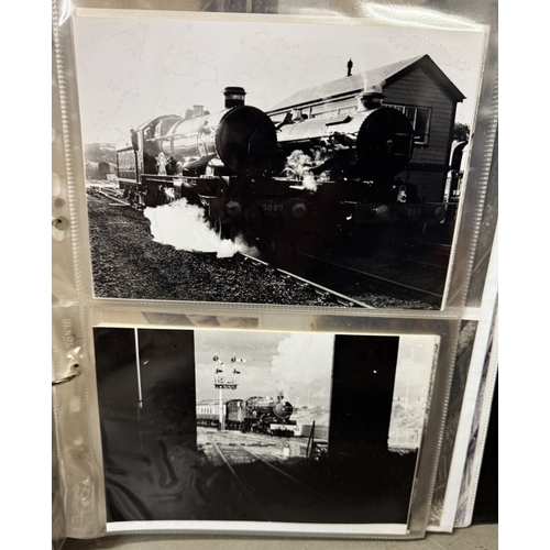 1072 - Steam Railways - Black binder containing 20+ strips of 35mm black and white negatives of steam train... 