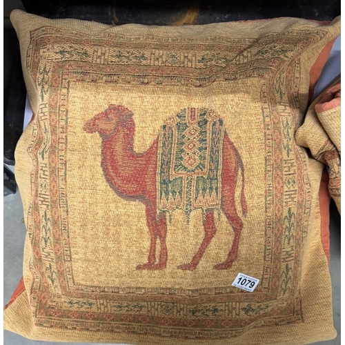 1079 - 2 Good camel cushion covers ( 1 Has small cushion to show design)