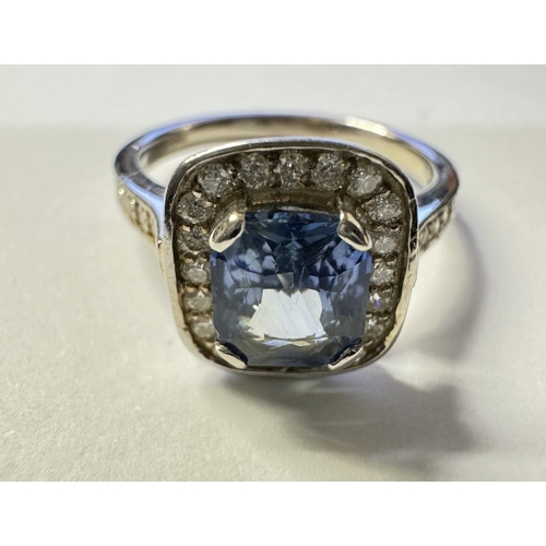 1002 - An 18ct white gold quality sapphire diamond ring. Size M