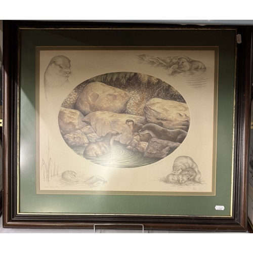 1089 - 3 Framed & Glazed animal prints, one large print (Nigel Hemming 189 of 850), One smaller snow leopar... 