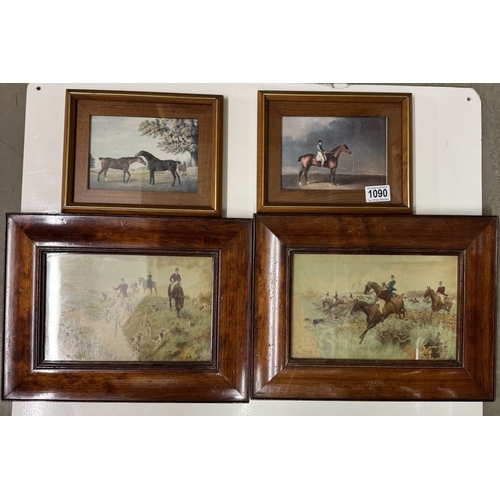 1090 - 2 Pairs of framed & glazed horse pictures including 1 pair of hunting scenes, the other pair of hors... 