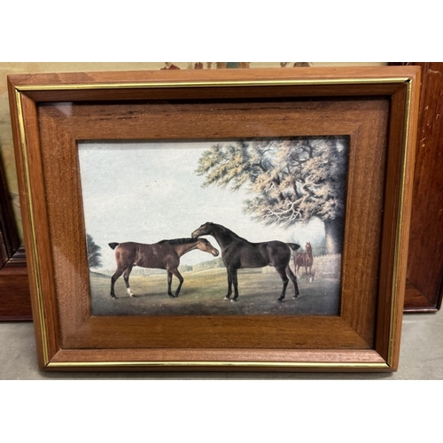 1090 - 2 Pairs of framed & glazed horse pictures including 1 pair of hunting scenes, the other pair of hors... 