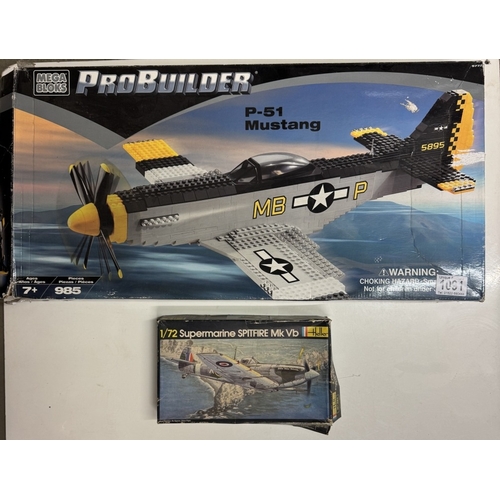 1091 - A Heller Spitfire model kit & A Mega Bloks Mustang set