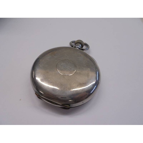 1035 - A 935 silver cased half hunter pocket watch with enamel dial.