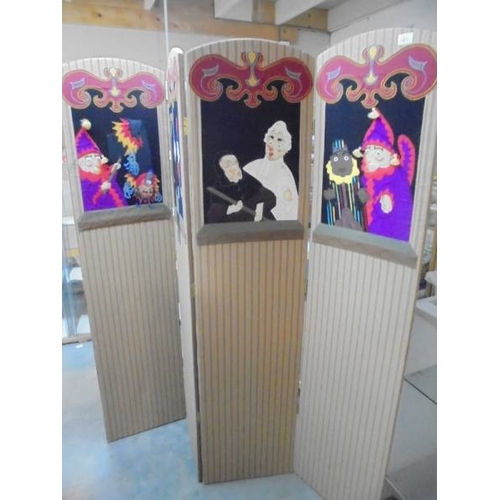 1200 - A superb Punch & Judy four-fold screen with 8 individual collage panels.