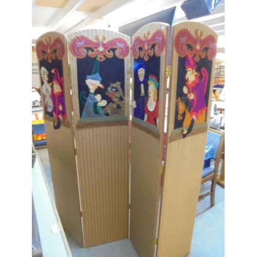 1200 - A superb Punch & Judy four-fold screen with 8 individual collage panels.