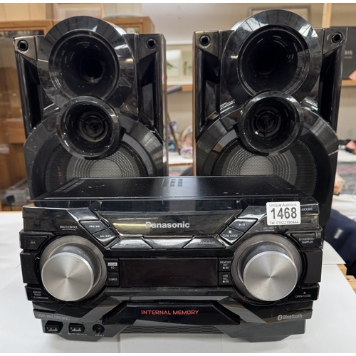 1468 - A Panasonic SC-AKX400 Mega sound Hi-Fi system & 2 Panasonic speakers