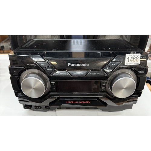1468 - A Panasonic SC-AKX400 Mega sound Hi-Fi system & 2 Panasonic speakers