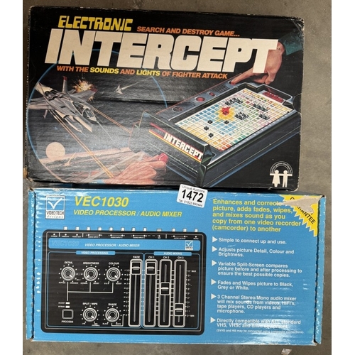 1472 - A boxed vintage electronic Intercept Fighters Attach game & A Video Tech VEC1030 video processor / a... 