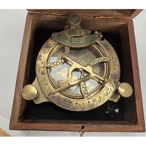 1475 - A brass sextant in teak box
