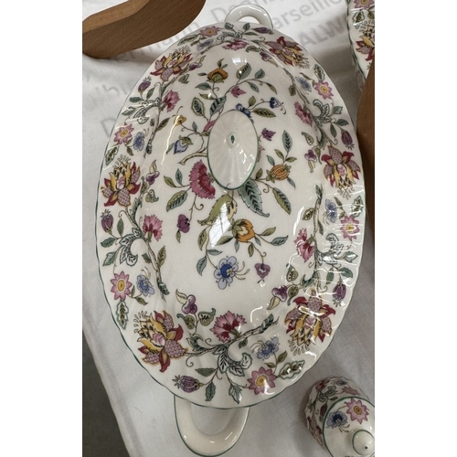 1485 - A pair of Minton lidded tureens & 4 piece cruet set