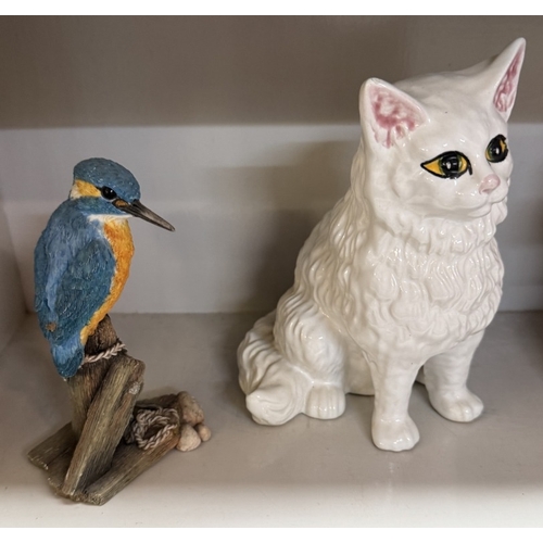 1489 - 2 Ceramic cat ornaments & A Border Fine Arts young farmer etc