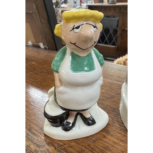 1494 - A Wade Andy Capp money box & Wade Mirror Group Andy & Flo salt & pepper pots