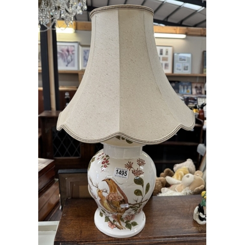 1495 - A large hand painted ceramic ginger jar type lamp signed S.Baxter