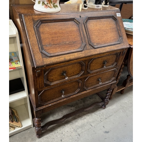1496 - A good oak bureau, COLLECT ONLY.