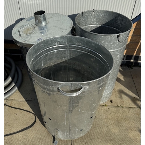 1578 - 3 Metal incinerators (2 without lids)