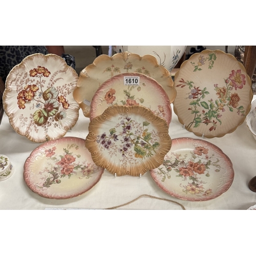 1610 - A collection of late Victorian. early 20th century Blush ware floral plates