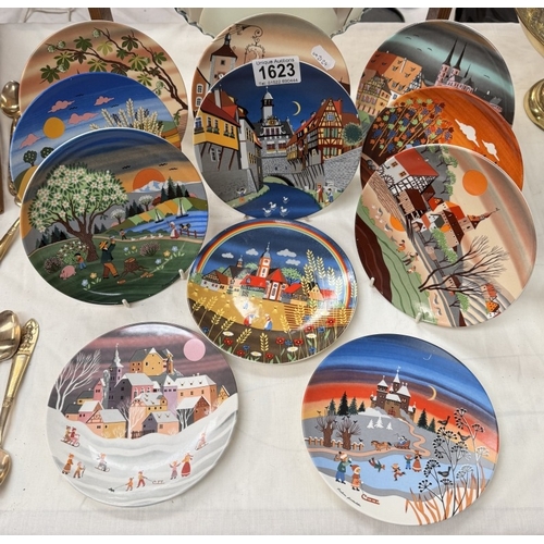 1623 - A collection of Poole pottery, seasons x8 & scenes x3 plates