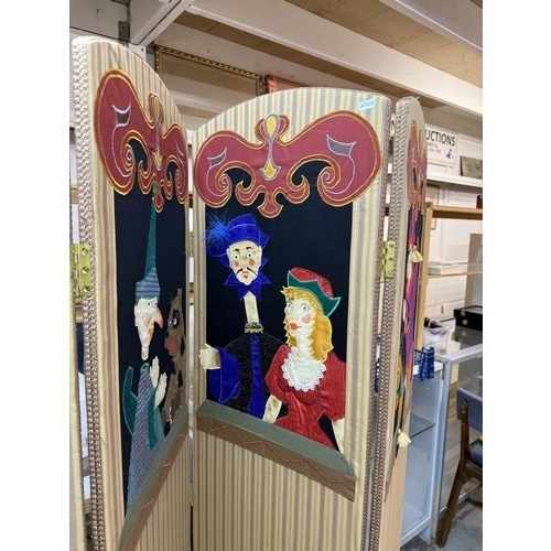 1200 - A superb Punch & Judy four-fold screen with 8 individual collage panels.