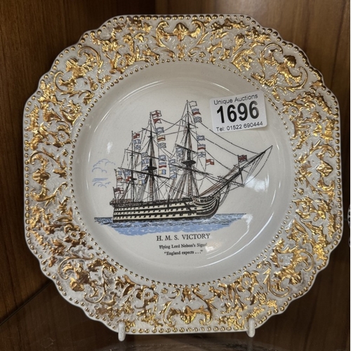 1696 - 2 vintage Lord Nelson pottery collectors plates of HMS Victory & The Battle Of Trafalgar