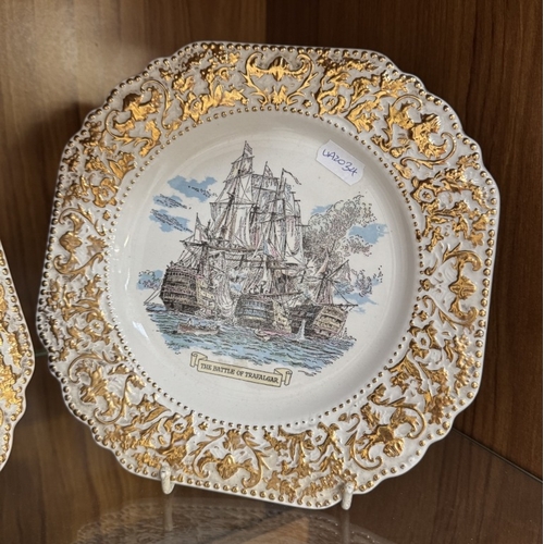 1696 - 2 vintage Lord Nelson pottery collectors plates of HMS Victory & The Battle Of Trafalgar